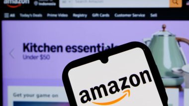 In this photo illustration, Amazon logo is displayed on a smartphone.