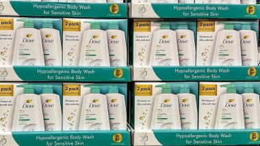 Bottles of Dove Sensitive Skin liquid soap
