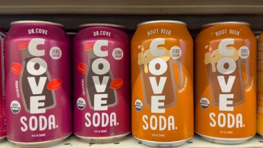 A view of several cans of Cove soda, at the store.