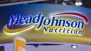 Mead Johnson sign; Mead Johnson Nutrition, founded in 1905, is a manufacturer of infant formula.